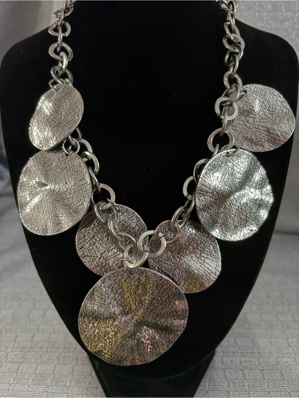 Silver-Tone Statement Disc Link Necklace - Women Jewelry